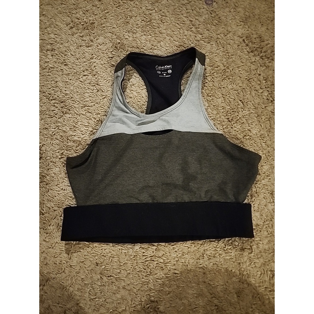 Calvin Klein Performance Gray/Black Wick Keyhole Racer Back Sports Bra Medium